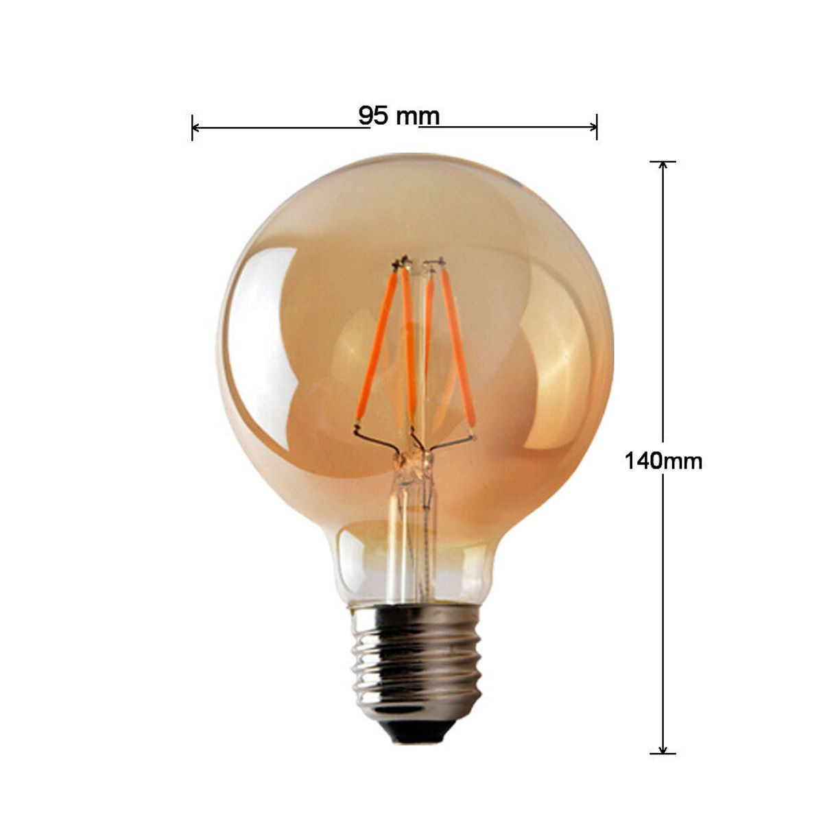 Hochwertige G95 E27 4W Glühbirnen online kaufen | Perfekte Beleuchtung! - Größe Bild