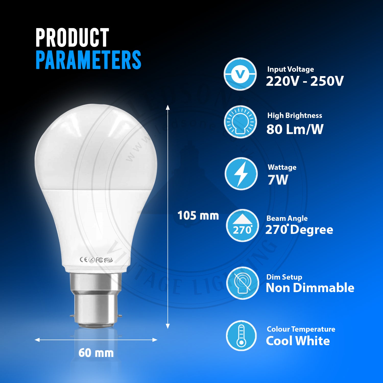 B22 7W Glühbirne LED für Wohnzimmer