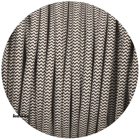 Textilkabel 2 Adrig Lampenkabel 0.75mm², Rund, Schwarz-Weiß
