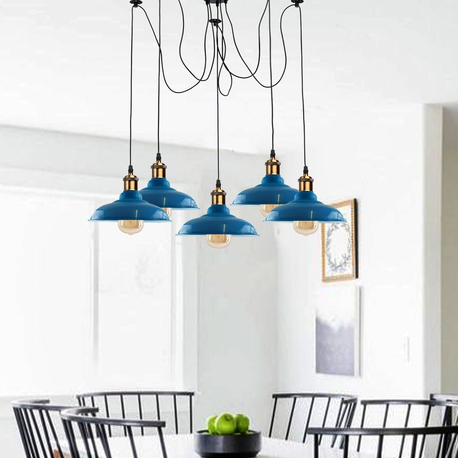 Blaue Verstellbare 5-Wege Lampe Spinne Pendelleuchte