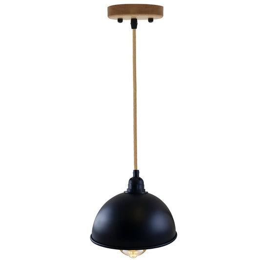 Vintage Industrial Decke Hanf Pendelleuchte Retro-Stil Lampenschirm aus Metall - schwarz