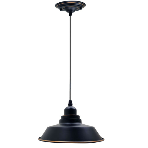 Lampada a sospensione vintage, lampada a sospensione industriale, 22 cm, nero~2028