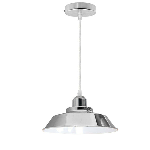 Lampada a sospensione industriale, lampada a sospensione vintage, 22 cm, metallo, cromato~2027