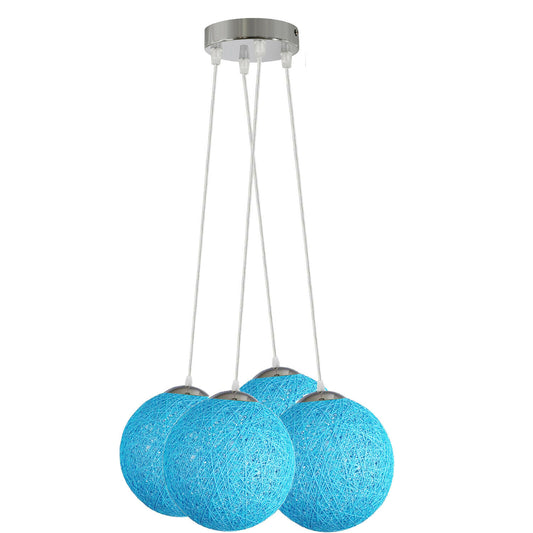 Rattan Wicker Woven Ball Globe Pendelleuchtenschirm 4 Outlet Blau