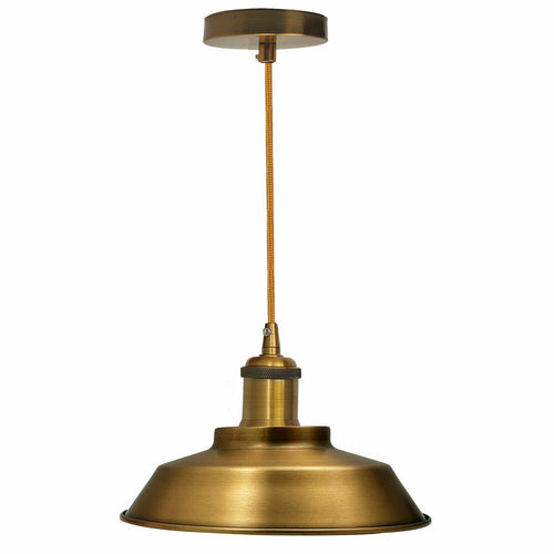 Vintage Pendelleuchte E27 aus Messing mit 1m Stoffkabel~2029