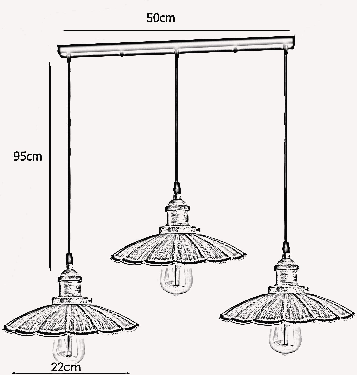 Pendelleuchte Esstisch Retro 3-Flammige Deckenlampe
