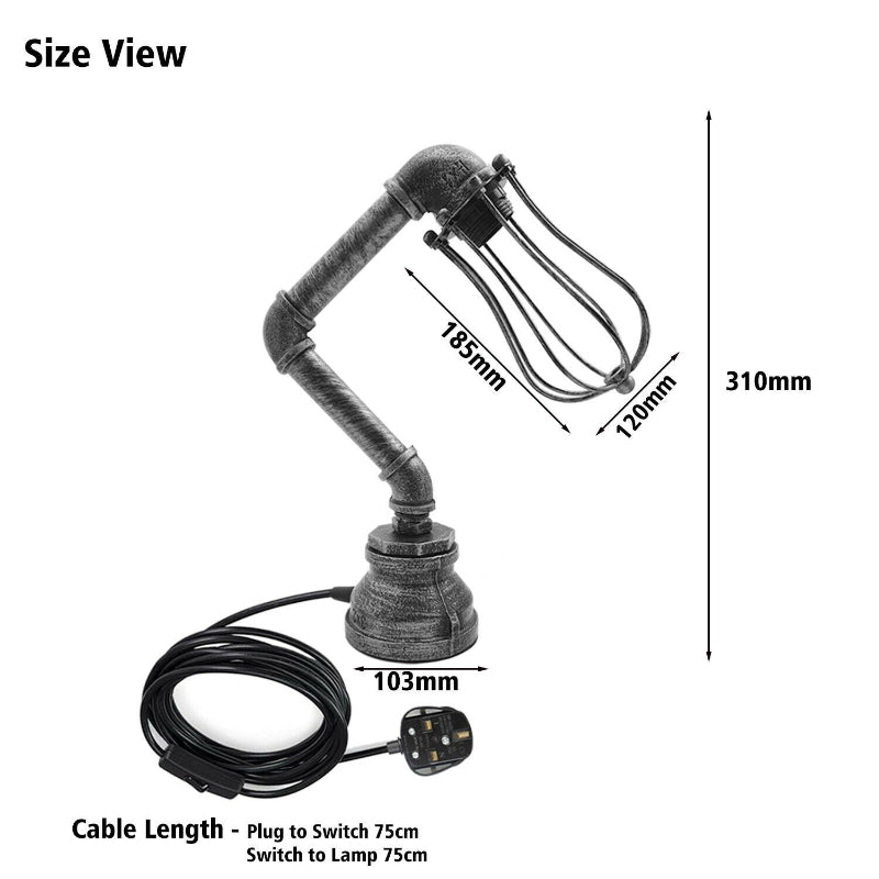 Rohr Tischlampe mit 75cm Kabel ,Licht Käfig 12cm