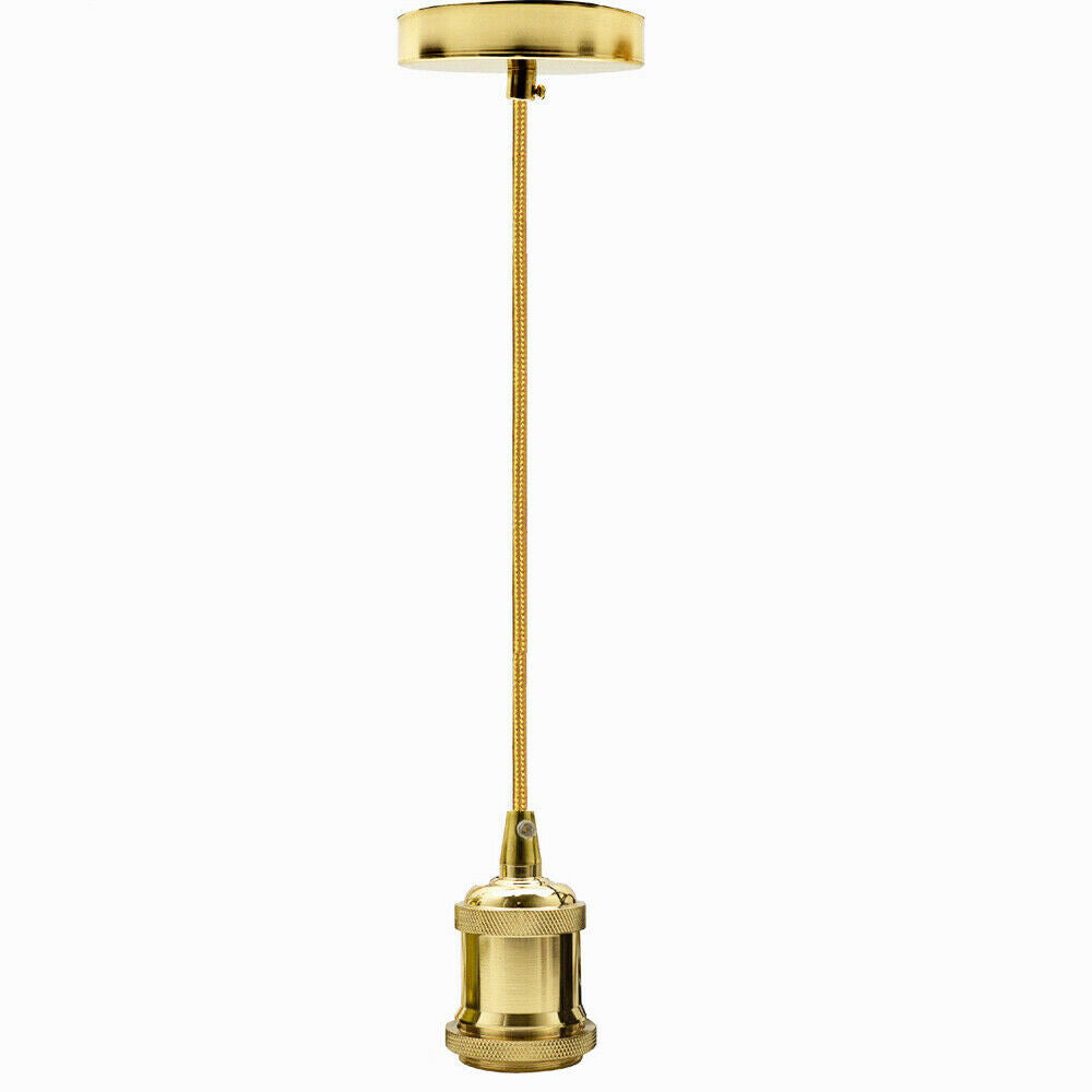 E27 Schraube Decke Rose Light 3Core Fabric Flex Pendelleuchtenhalter - French Gold Round 1m