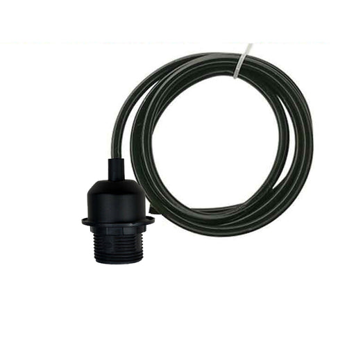 E27 Lampenfassung 90cm Textilkabel Schwarz Pendelleuchte ~1647