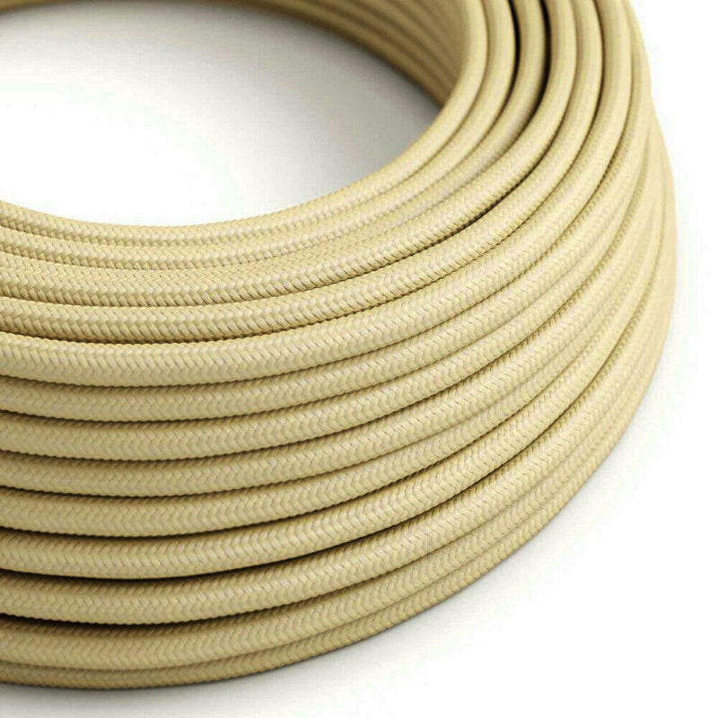Rundes 3-adriges Lampenkabel 1m 5m 10m Glänzendes  Elfenbein