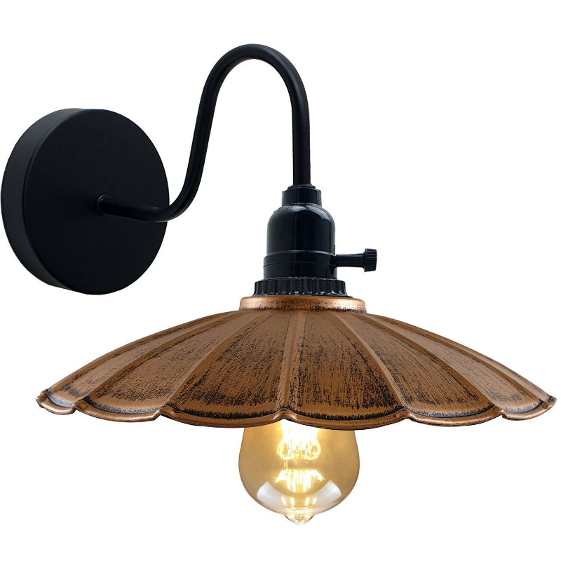 Gebürstetes Kupfer-Retro Wandleuchte Metall Wand Lampe Leuchte Loft E27 Industrie Licht