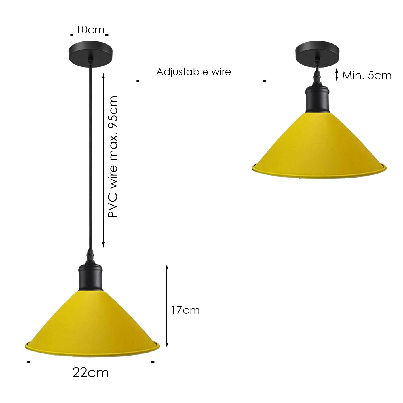 Gelb-Industrie Vintage Lampe Retro Deckenlampe Pendelleuchte Kronleuchter E27 Edison
