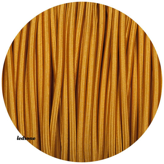Textilkabel Lampenkabel Textilleitung 3x0.75mm², Rund, Gold