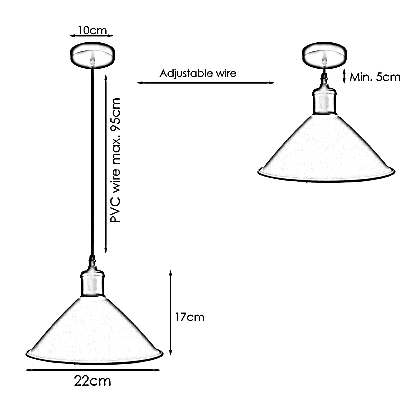 Grau-Industrie Vintage Lampe Retro Deckenlampe Pendelleuchte Kronleuchter E27 Edison