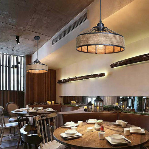 Hanfseil-HangeLampe & Pendelleuchte mit Ø 30cm/40cm Schirm~1561