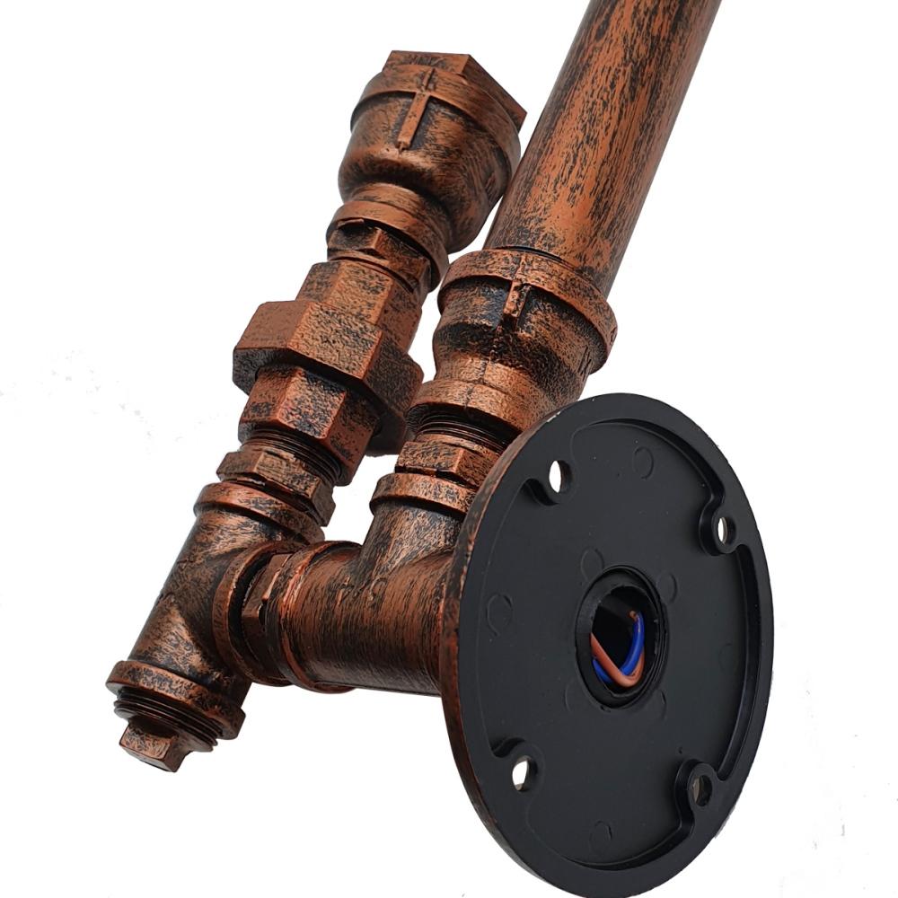 Rustic Red Steel Pipe Wall Vintage Industrial Retro Style Lamp Light - LEDSone DE