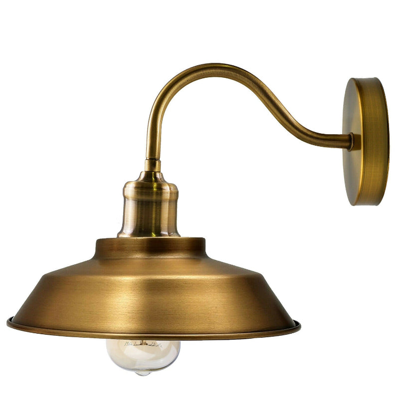 Industrial Wandlampe mit E27 Fassung in gelber Messing Optik