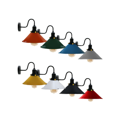 Vintage Wandleuchten Kegel Lampenschirm Industrie Metall Lampe ~1796