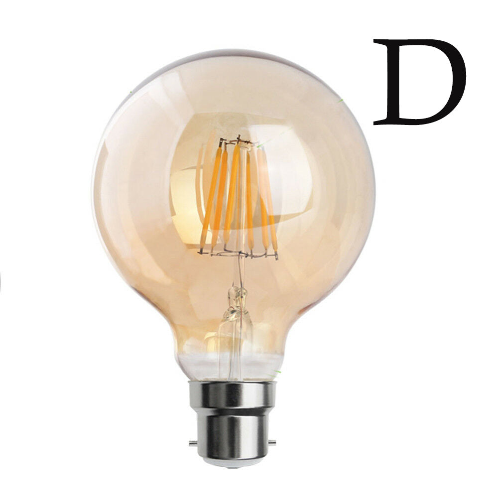 Vintage 8 W LED Filament G95 Glühbirnen Bajonett B22, 2700 K Warmweiß dimmbare Energiesparlampen für Kronleuchter, Deckenleuchten