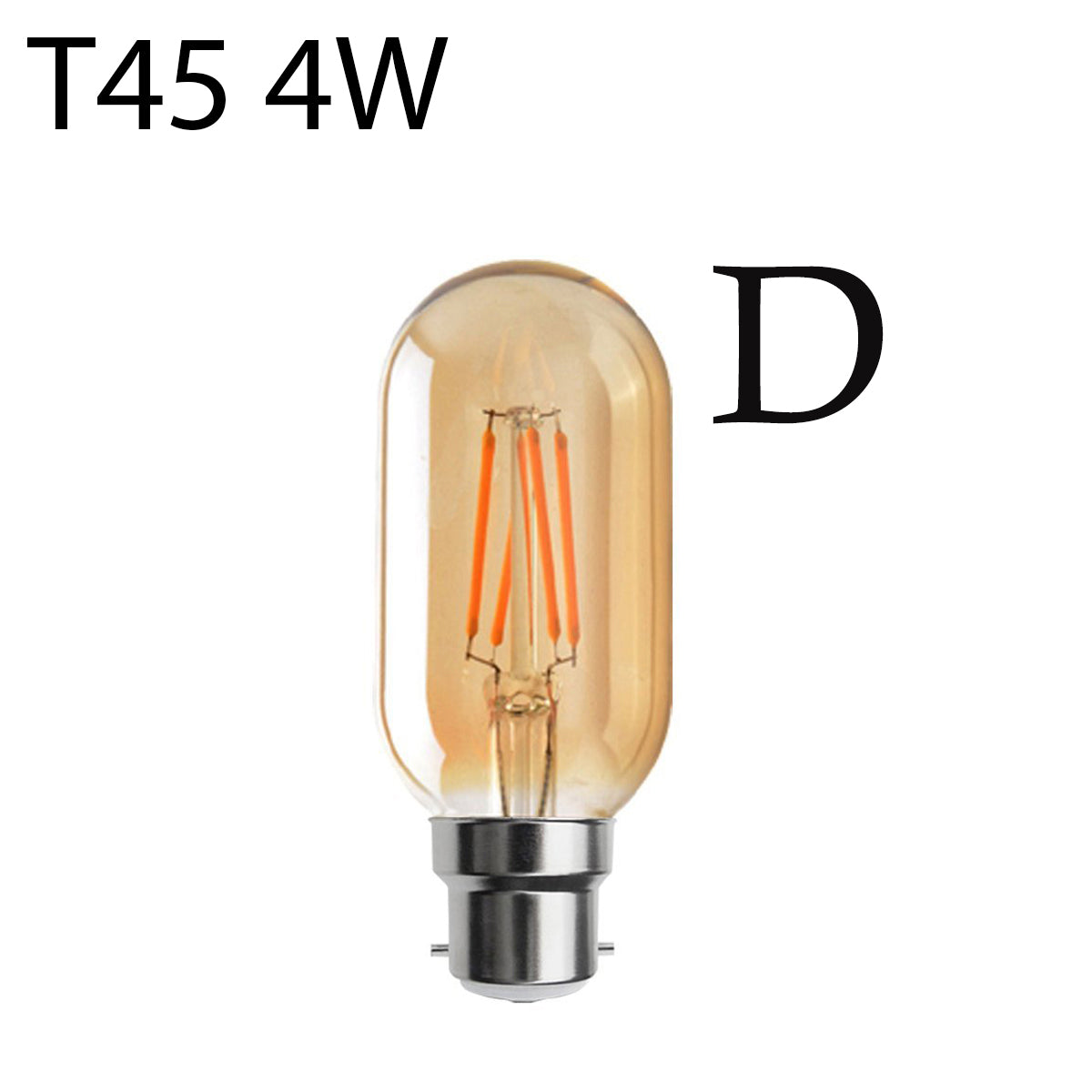 Vintage 4W LED Filament T45 Glühbirnen Bajonett B22, 2700K Warmweiß dimmbare Energiesparlampen für Kronleuchter, Deckenleuchten