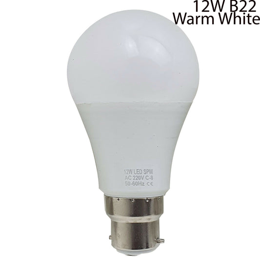 B22 12W energiesparende warmweiße LED-Glühbirnen A60 B22 nicht dimmbare Schraubbirnen