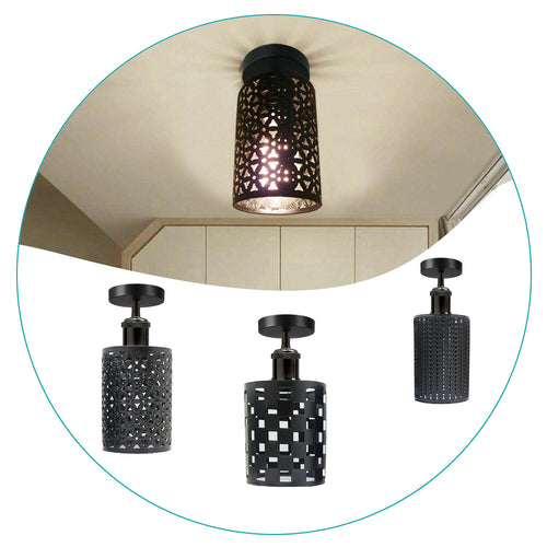 Vintage schwarze Deckenleuchte mit E27 Lampenfassung~1559