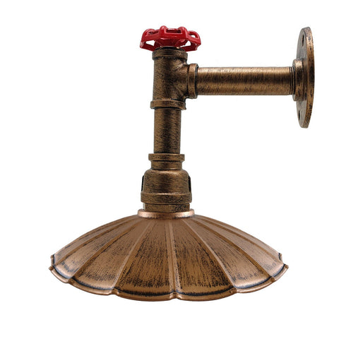 Vintage Industrielle Wandleuchten mit Rohrschirm-Lampenschirm - Gebürstetes Kupfer