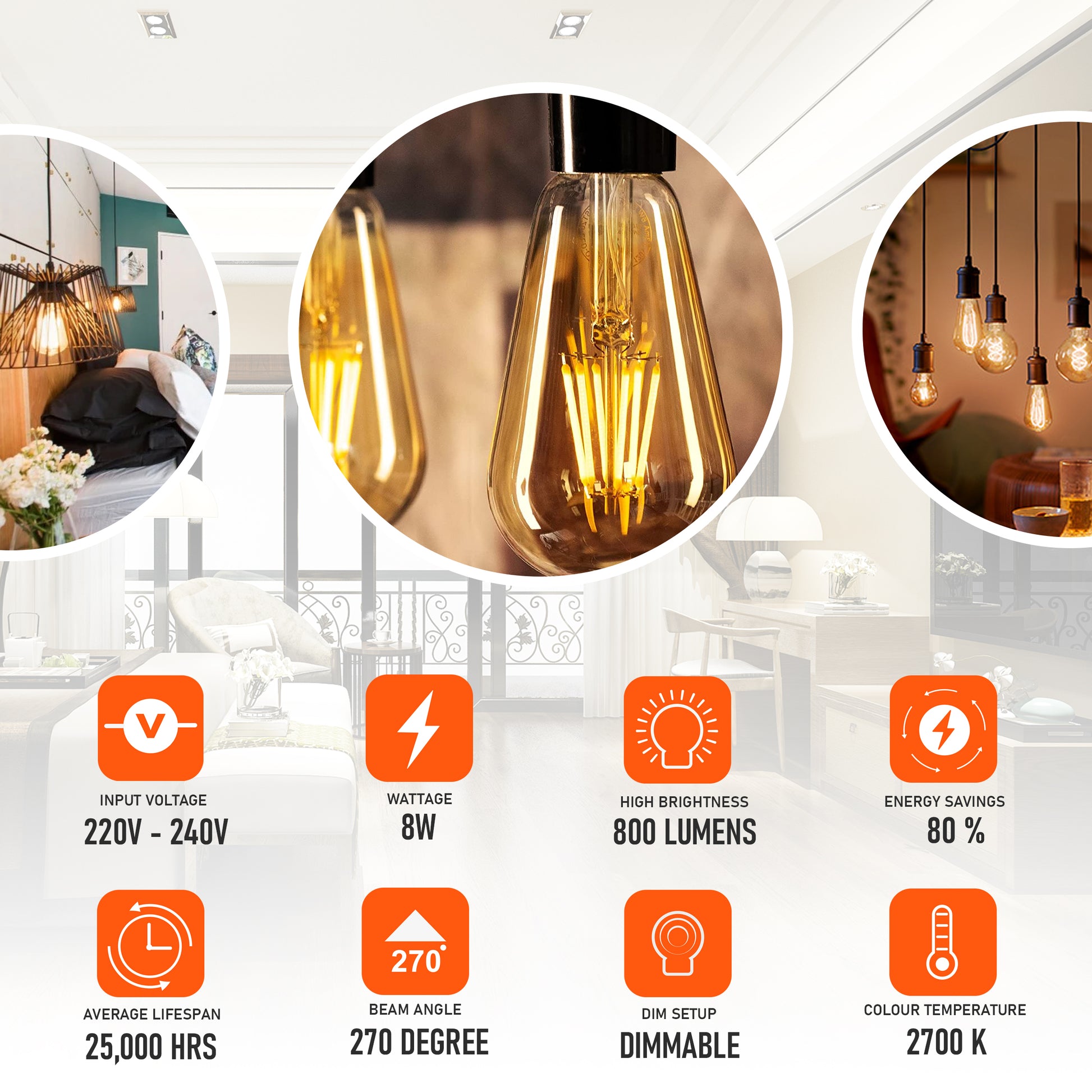 Vintage LED dimmbare ST64 Glühbirne E27 Innen