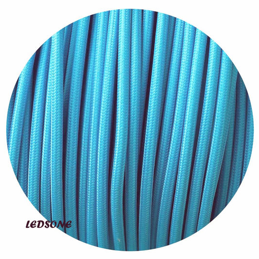 Textilkabel 3 Adrig Lampenkabel Stoffkabel 0.75mm², Rund, Hellblau