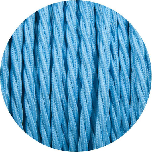 Textilkabel 3 Adrig Lampenkabel 0.75mm², Geflochten, Hellblau