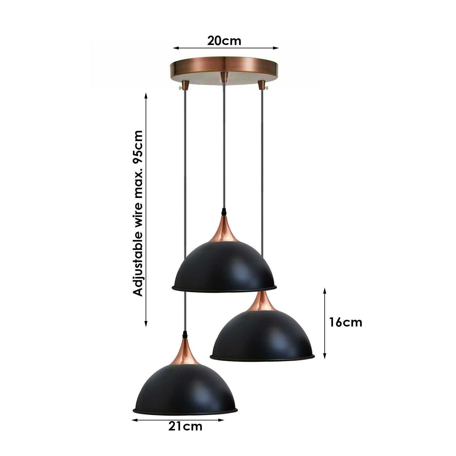 Moderne 3-Wege-Deckenpendelleuchte Cluster-Leuchte im schwarzen Lampenschirm-Stil