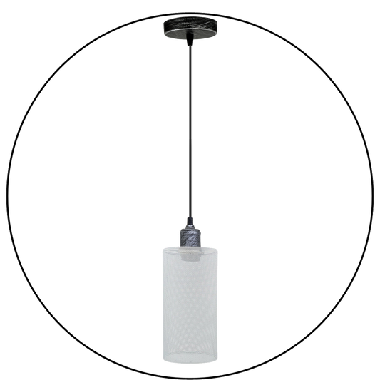 Nordische Design-Lampe: Weißer Käfig mit Silber-Halterung