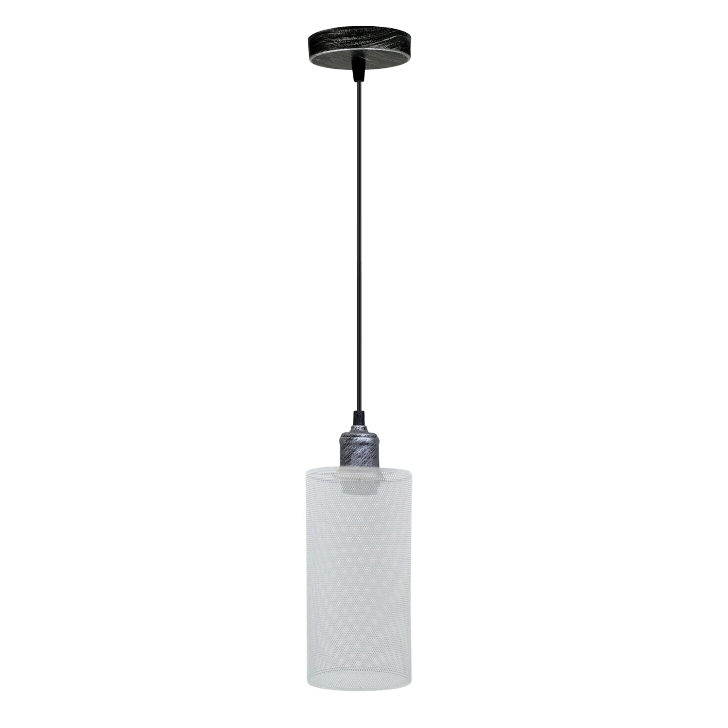 Nordische Design-Lampe: Weißer Käfig mit Silber-Halterung