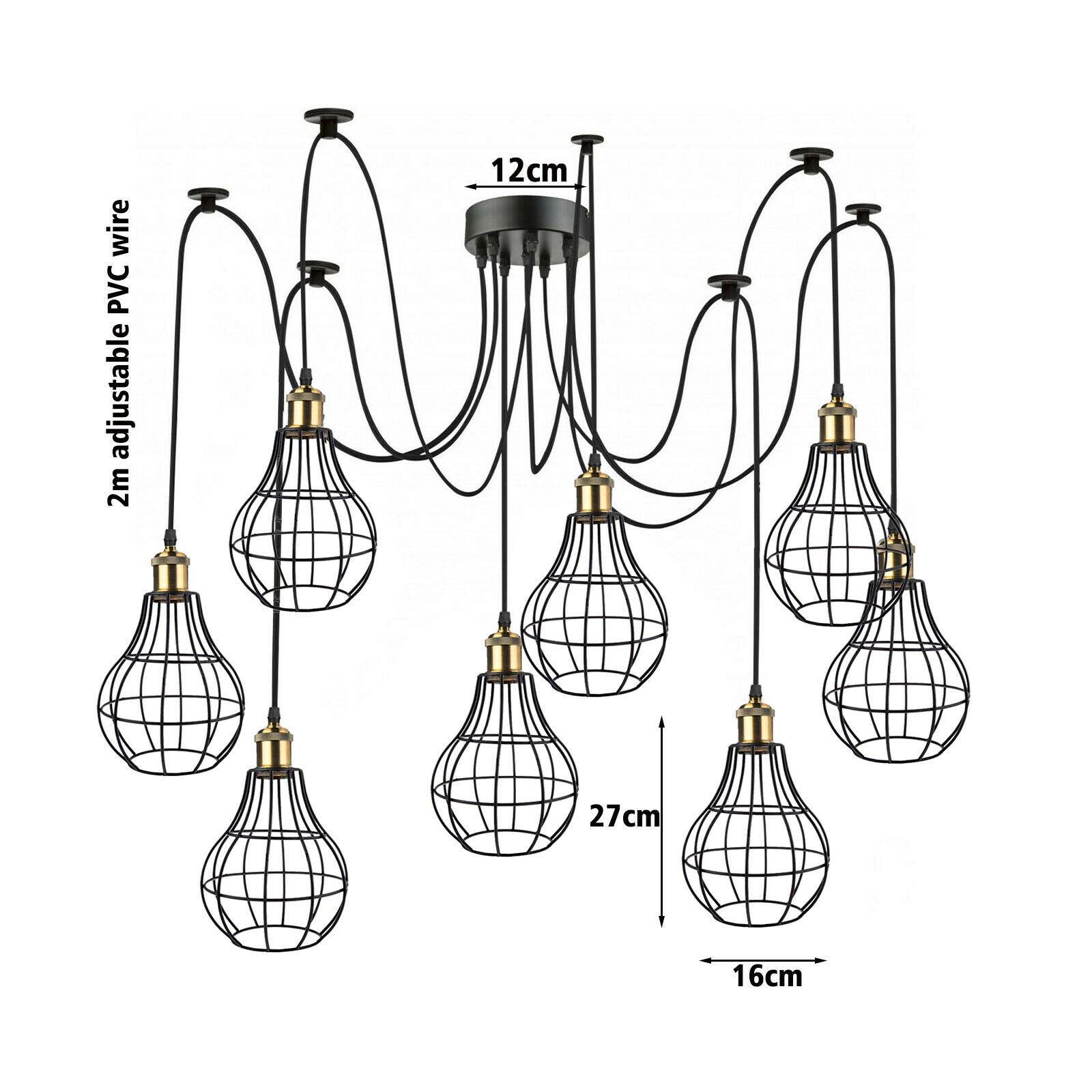 Pendelleuchte 8-flammig Spinnenlampe decke Käfig 