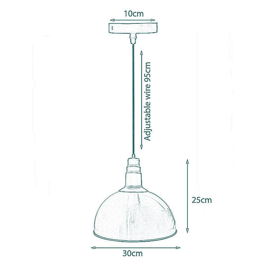 Schwarz Pendelleuchte Ø 30cm Metallschirm 
