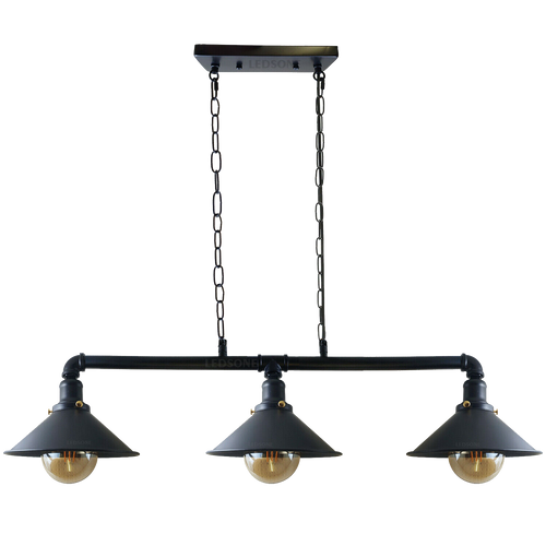 Retro pendellampesæt Sorte loftslamper med rør ~ 2383