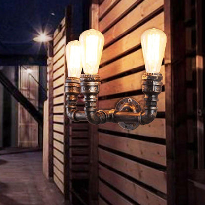Vintage Eisen Wasserpfeifen Lampen E27 Loft Licht Retro Industrie Wandleuchte LEDSone DE-19