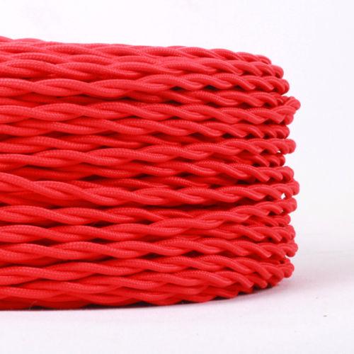2 Core Twisted Red Vintage Elektrogewebe Cable Flex 0.75 mm - Shop für LED-Leuchten - Transformatoren - Lampenschirme - Halter | LEDSone de