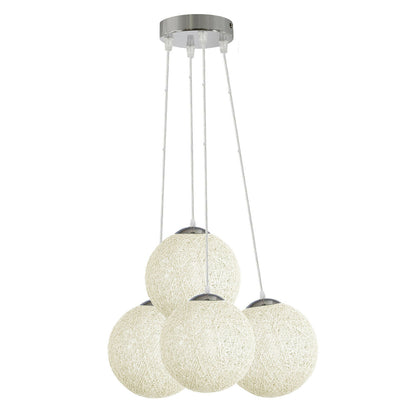 Rattan Wicker Woven Ball Globe Pendelleuchtenschirm 4 Outlet Weiß