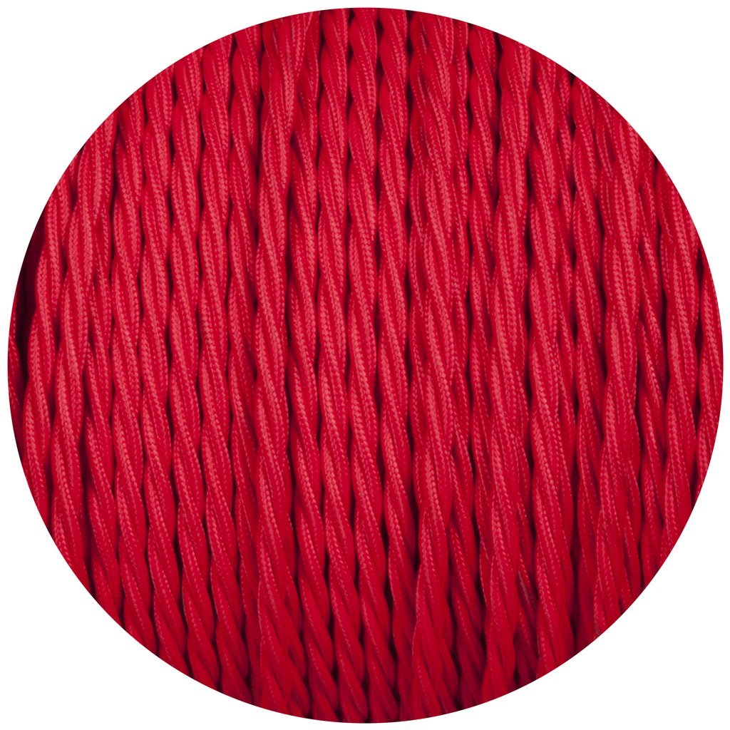 Textilkabel 2 Adrig Lampenkabel Stoffkabel 0.75mm², Rund, Rot