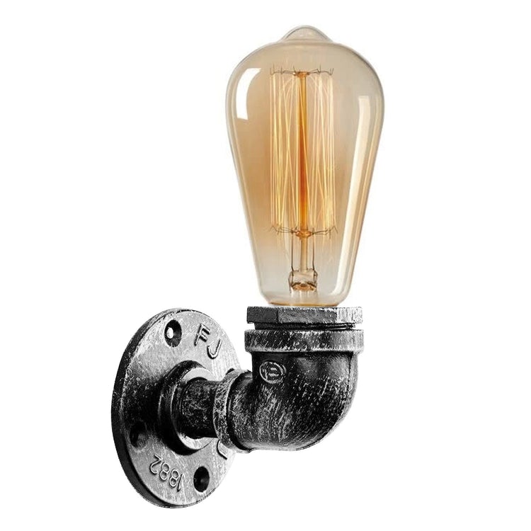 E27 Industrial Retro Style Light Steampunk Wandleuchte Wasserpfeifenlampe Silber gebürstet LEDSone DE