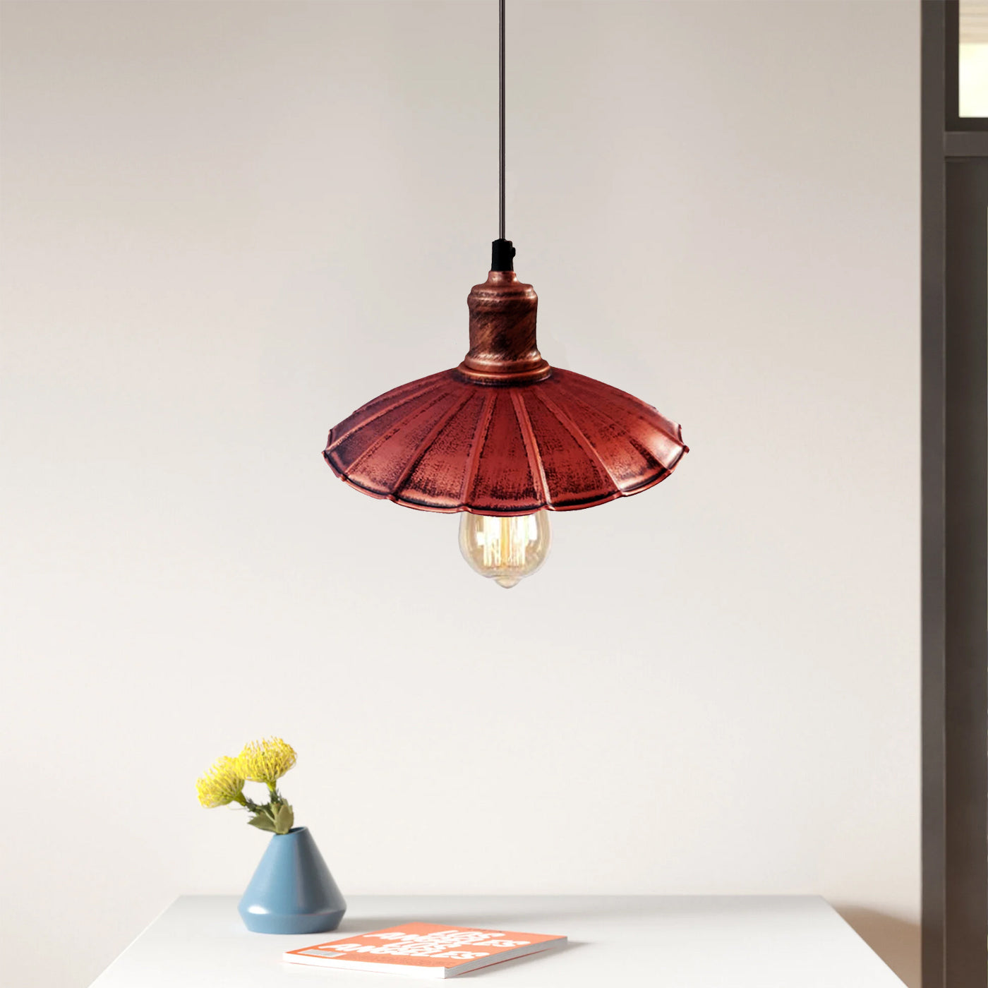 Rustikales Rot-Industriedesign Küchenlampe E27 Hängelampe Retro Pendellampe Lampe Leuchte