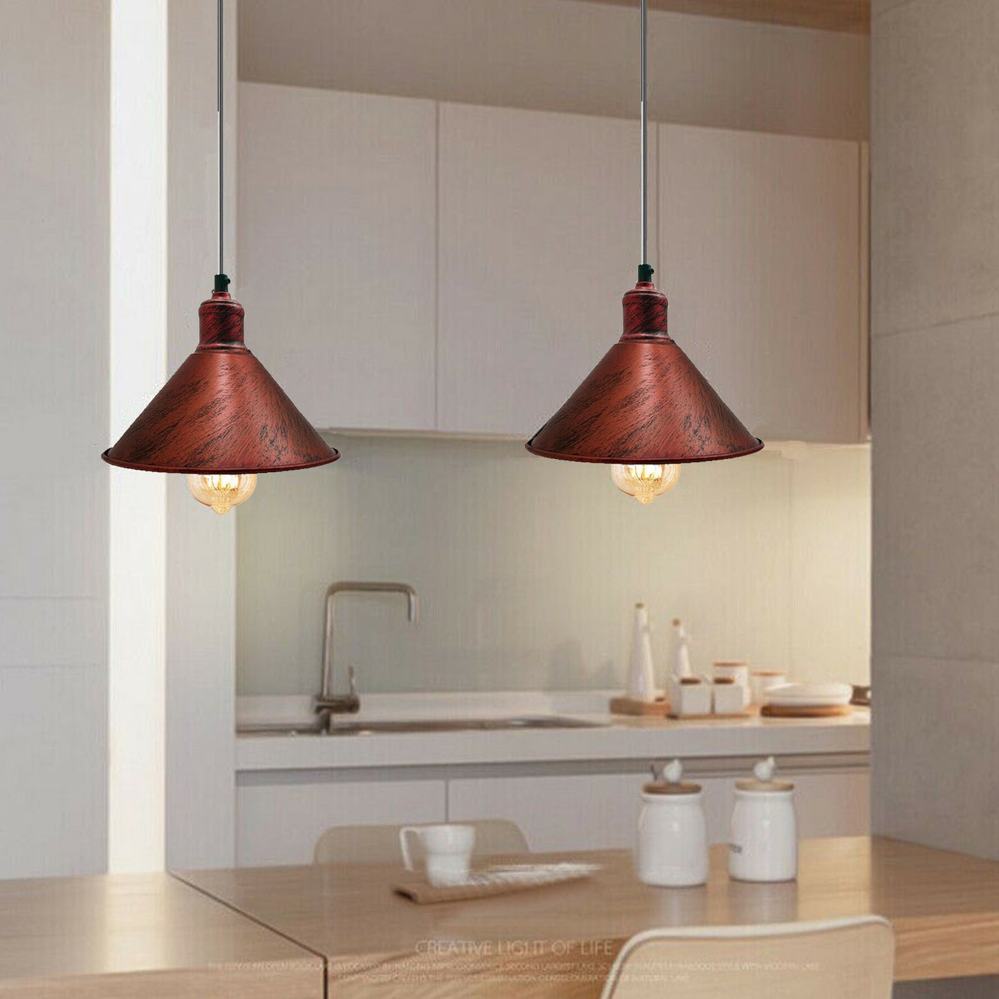 Rustikales Rot -Hänge Lampe Wohn Ess Zimmer Tisch Beleuchtung Küchen Pendel Leuchte Decken Licht