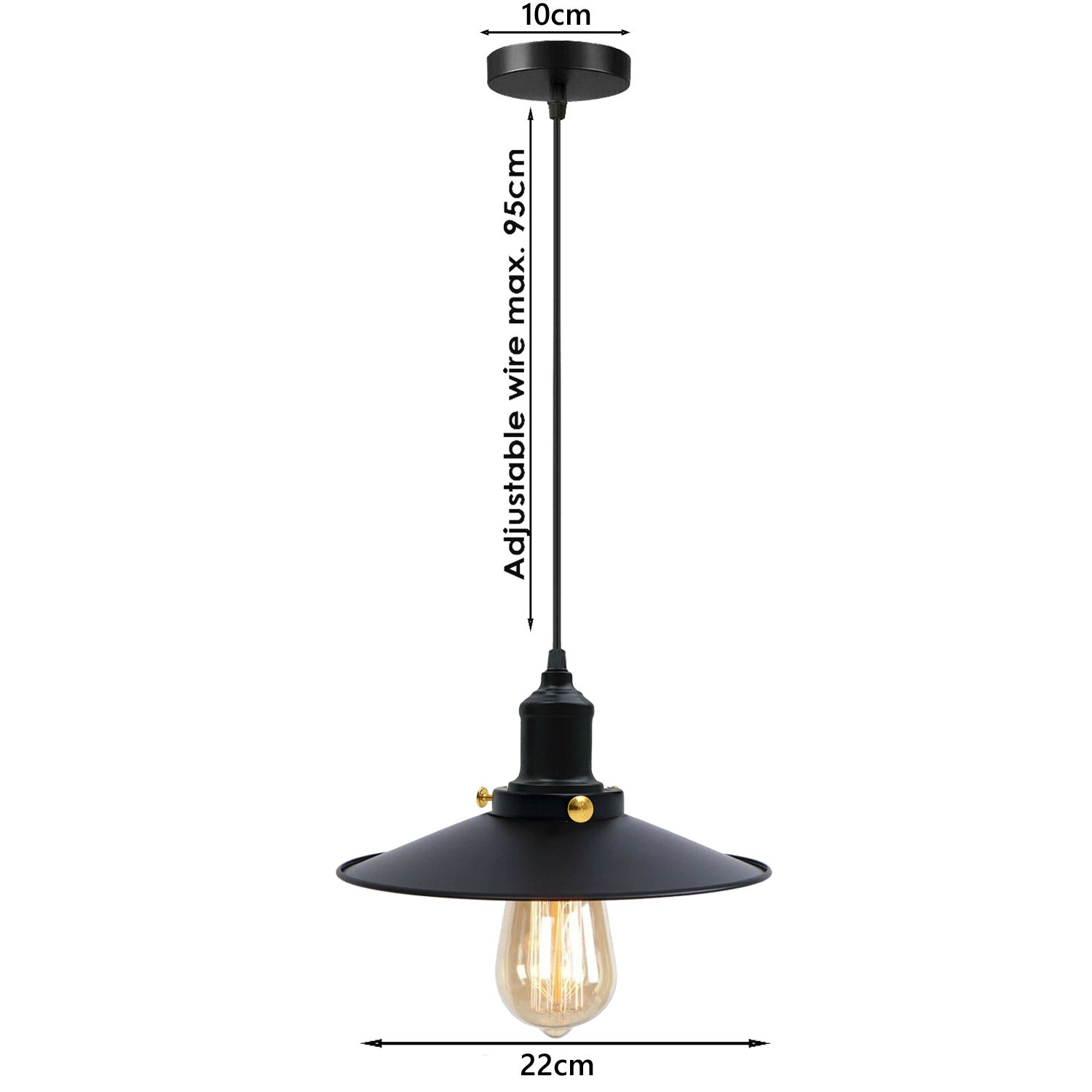 Schwarz-Vintage Deckenlampe Leuchte Pendelleuchte Industrie – Design Hängelampe Retro
