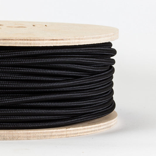  3-adriges rundes Vintage Textilkabel 0,75 mm² in Schwarz