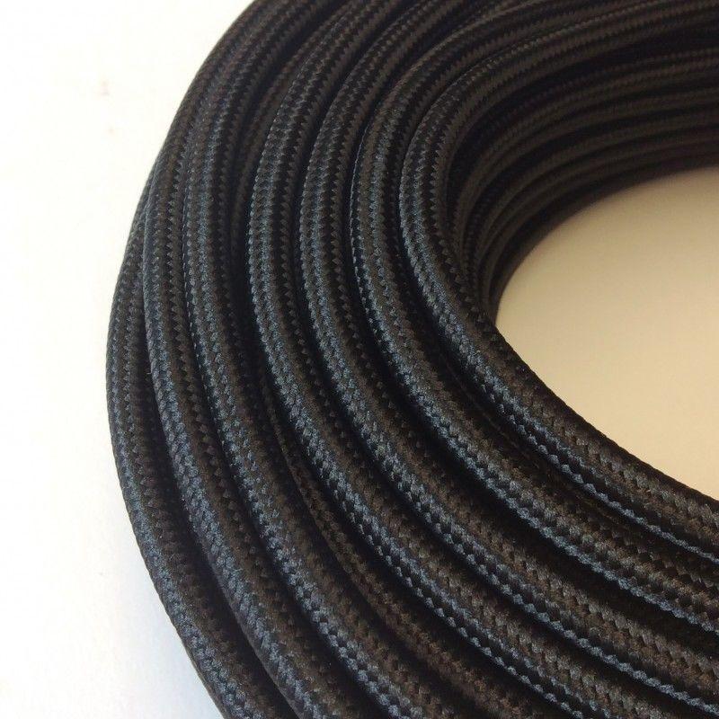  3-adriges rundes Vintage Textilkabel 0,75 mm² in Schwarz