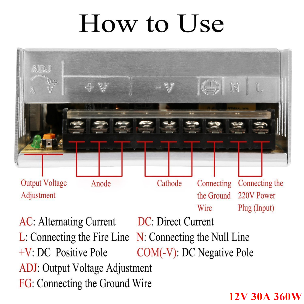 DC12V 25A 300W IP20-LED-Transformator mit universell geregeltem Schaltnetzteil