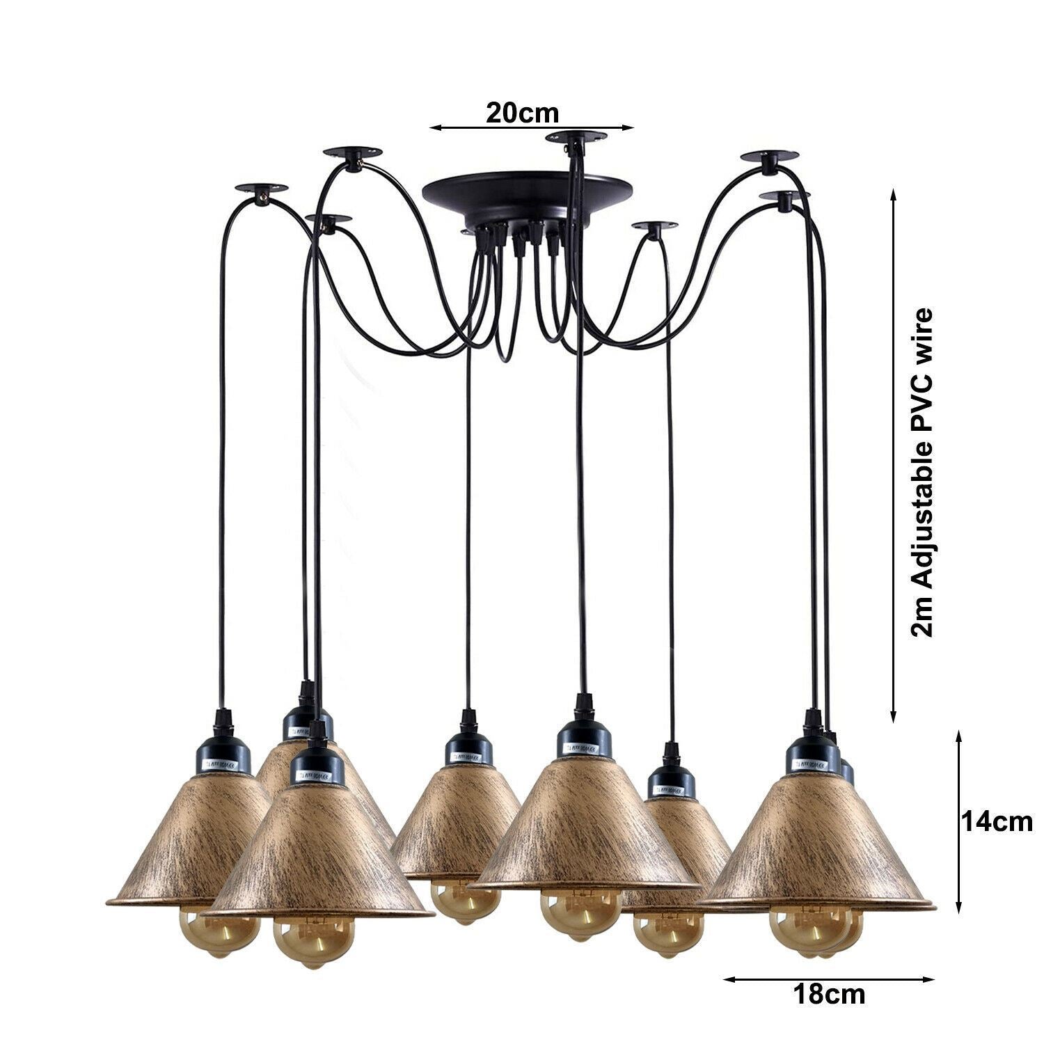 Spinnenlampe Decke Loft Stil Pendelleuchte 8 Flammig