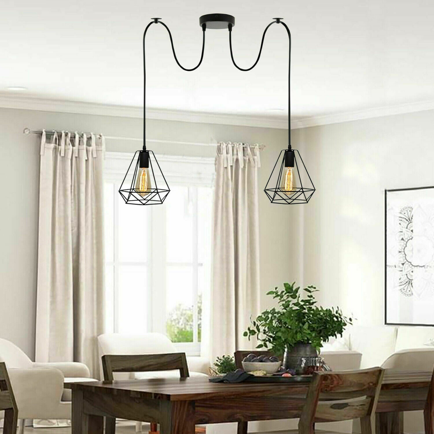 Spinnenlampe Decke 2-Flammig Pendelleuchten Deckenrosette