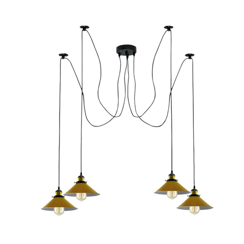 Moderne edderkoplampe med 4 lyskilder og loftsbelysning ~ 1852